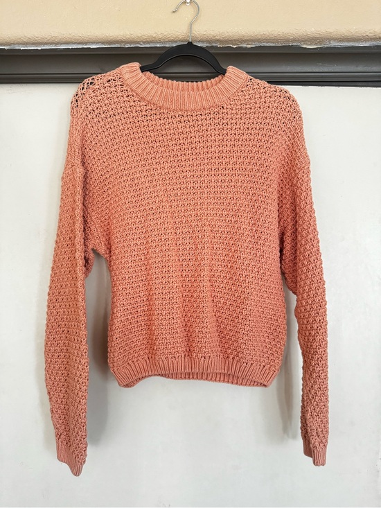 Universal Thread Sweaters - Universal Thread Pink Crewneck Open Stitch Sweater